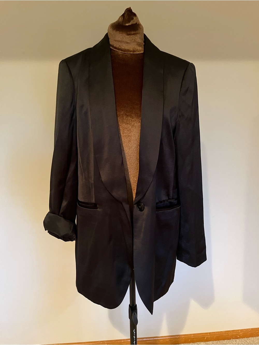 Madewell Black Satin-Lapel Tuxedo Blazer